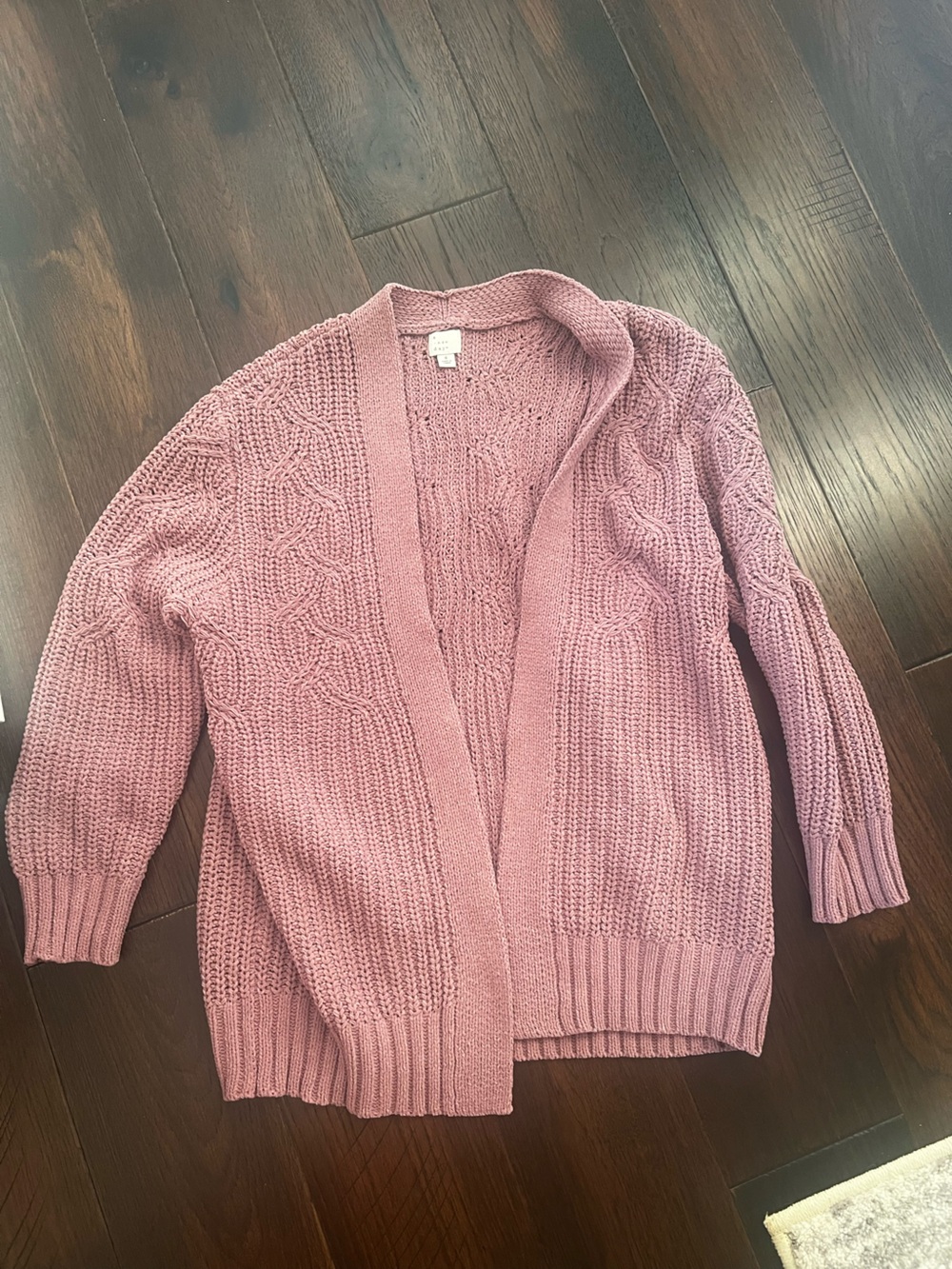 Cozy Open-Front Cable Knit Sweater Cardigan - Dusty purple